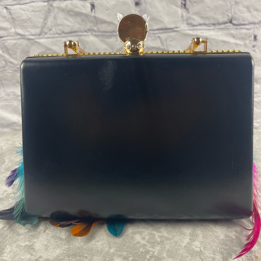 New Colorful Feathered Clutch Evening Bag - Picture 11 of 15